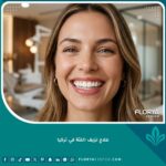 ابتسامة صحية ولثة وردية خالية من الالتهابات بعد الانتهاء من علاج نزيف اللثة في تركيا.