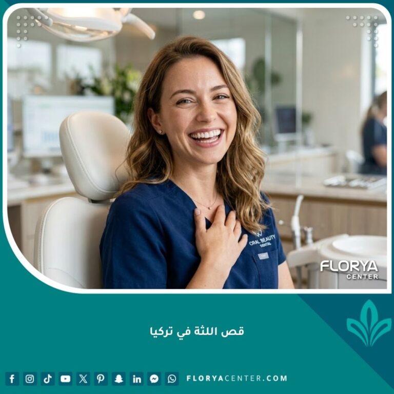 صورة واقعية لامرأة بابتسامة مثالية تبرز جمال وتناسق الأسنان بعد عملية قص اللثة في تركيا.