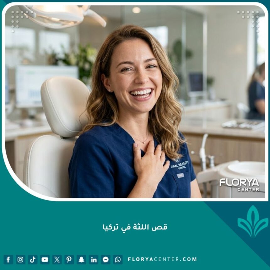 صورة واقعية لامرأة بابتسامة مثالية تبرز جمال وتناسق الأسنان بعد عملية قص اللثة في تركيا.