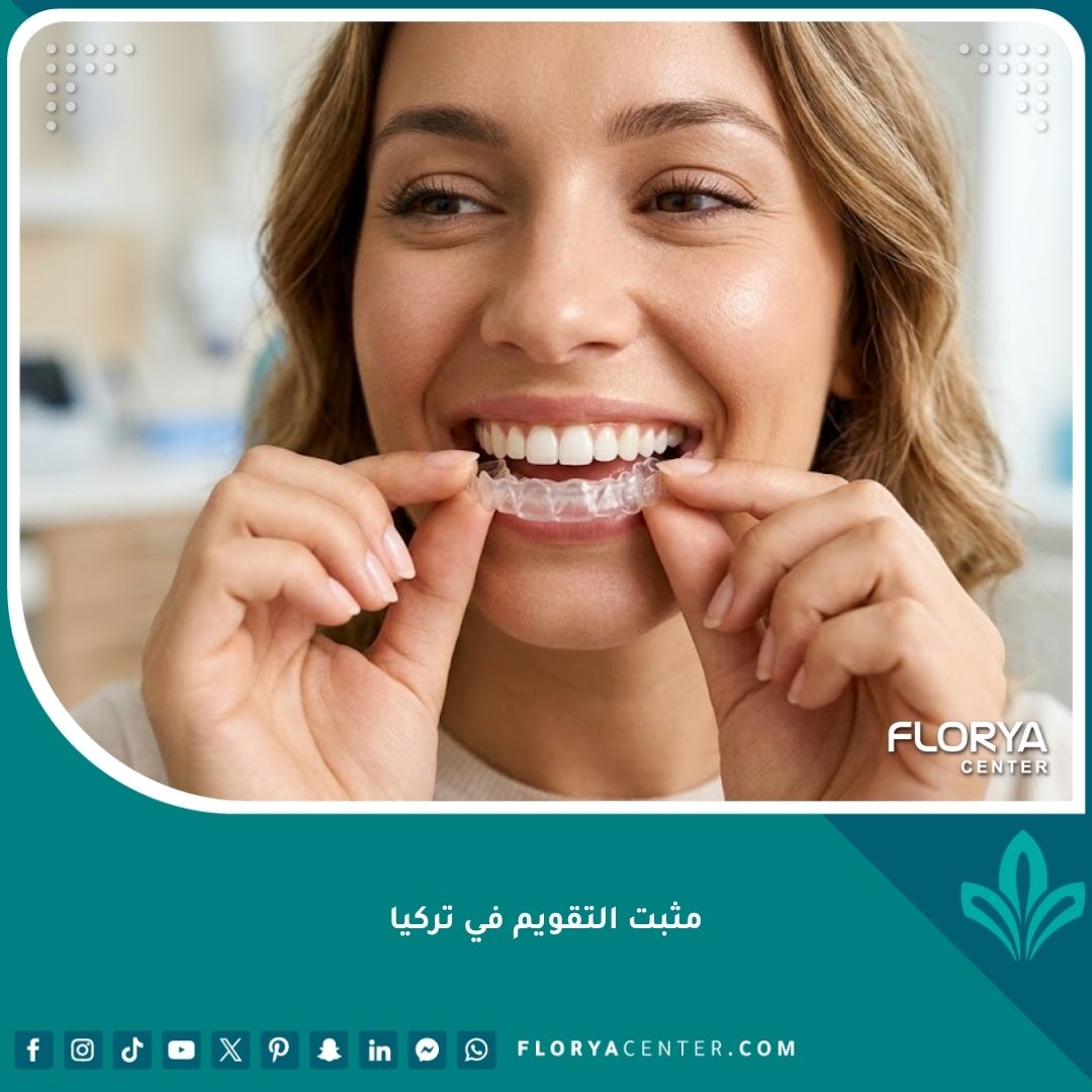 صورة مقربة لابتسامة مثالية ووضع مثبت التقويم الشفاف، دليلك الشامل لتركيب مثبت الأسنان في تركيا.