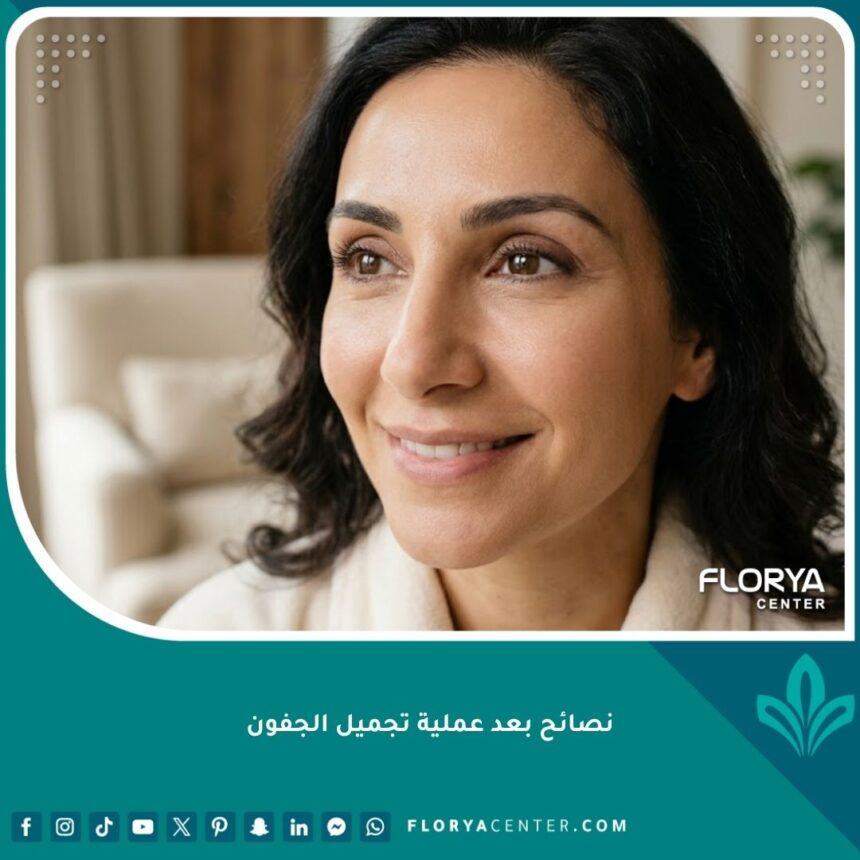 نصائح بعد عملية تجميل الجفون 1 نتيجة ناجحة لعملية تجميل الجفون تظهر عيونًا مشرقة ووجهًا نضرًا، مما يعكس الشفاء التام والراحة النفسية للمريضة.