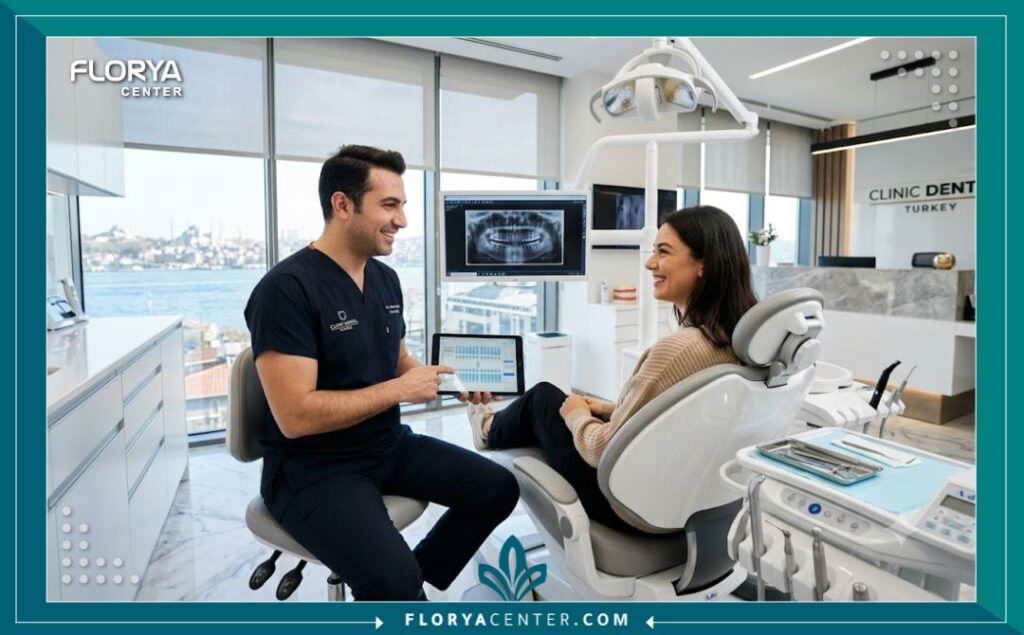 عيادة أسنان فخمة ومجهزة بأحدث التقنيات الطبية في تركيا مخصصة لتجميل الأسنان وعلاج اللثة.