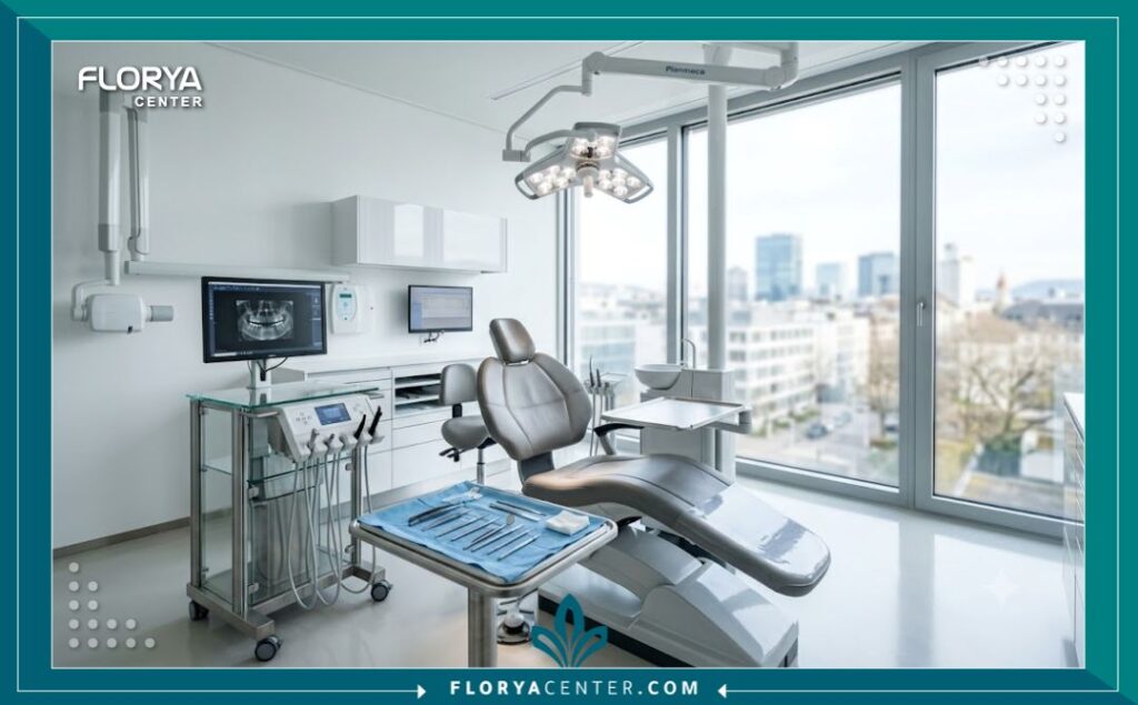 غرفة علاج أسنان حديثة ومجهزة بأحدث الأجهزة لتركيب حشوات الكومبوزيت التجميلية