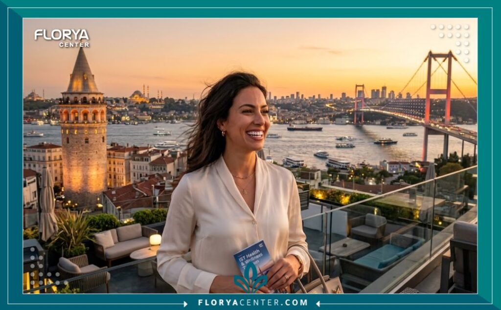 السياحة العلاجية في تركيا لتجميل الأسنان مع إطلالة ساحرة على مضيق البوسفور في اسطنبول.