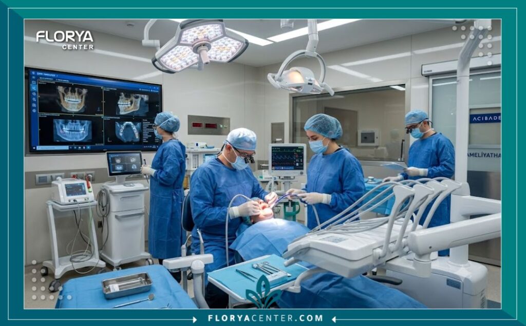 غرفة عمليات جراحة الأسنان المجهزة بأحدث التقنيات الطبية داخل مستشفى في تركيا.