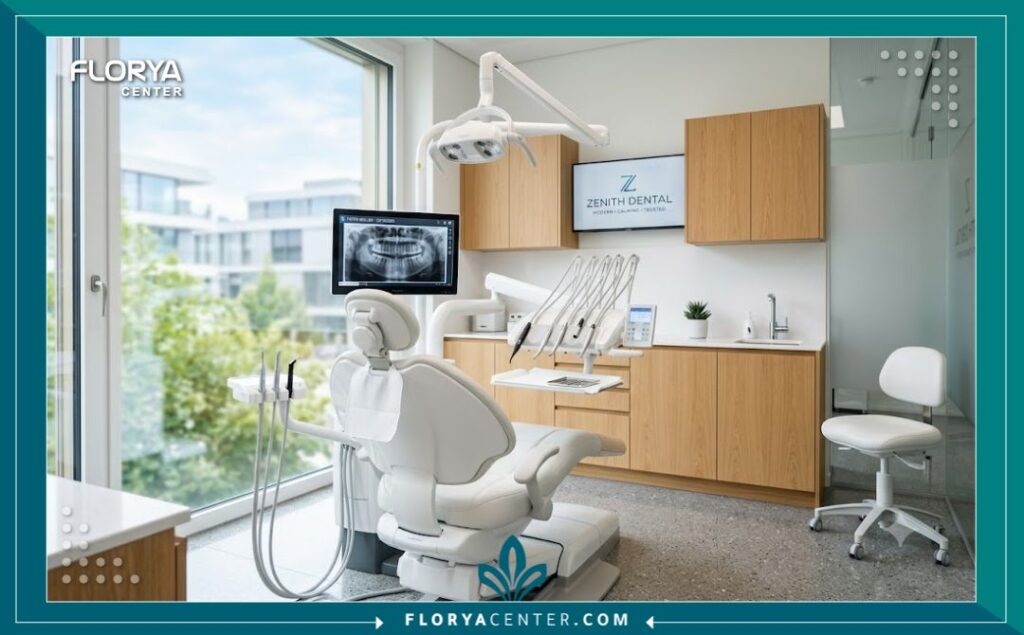 عيادة طب أسنان حديثة ومعقمة، تمثل الخطوة الطبية الضرورية لعلاج تسوس الأسنان بشكل جذري بعد استخدام القرنفل كمسكن مؤقت.