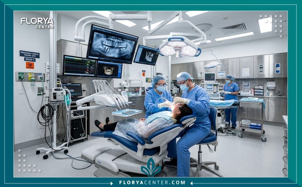 غرفة طوارئ مجهزة بأحدث التقنيات لعلاج وتثبيت كسور الأسنان في مستشفيات تركيا.