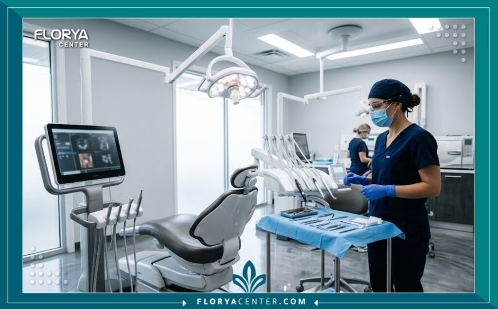 عيادة أسنان حديثة ومجهزة بأحدث التقنيات الطبية لإجراء جراحات وعلاج اللثة في تركيا.