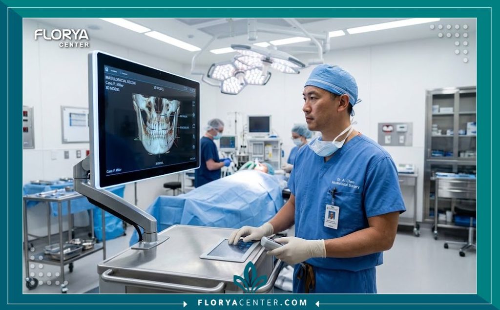 جراحة الفك السفلي التجميلية 4 غرفة عمليات حديثة ومجهزة بأحدث التقنيات ثلاثية الأبعاد لإجراء جراحة الفك السفلي التجميلية.