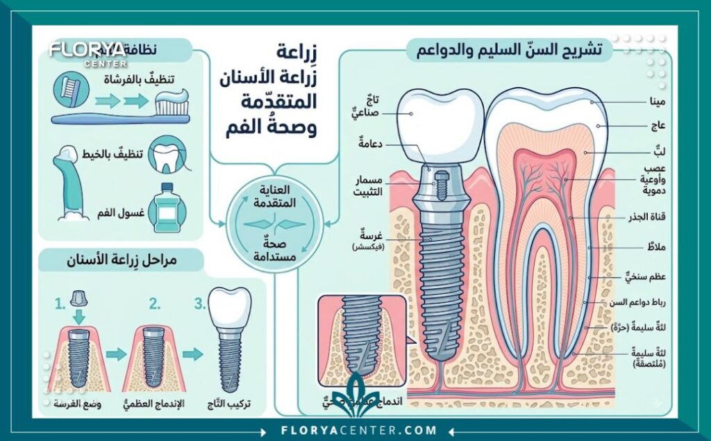 رسم توضيحي طبي لبنية السن السليم يوضح جودة علاج الأسنان في أفضل عيادات تركيا.