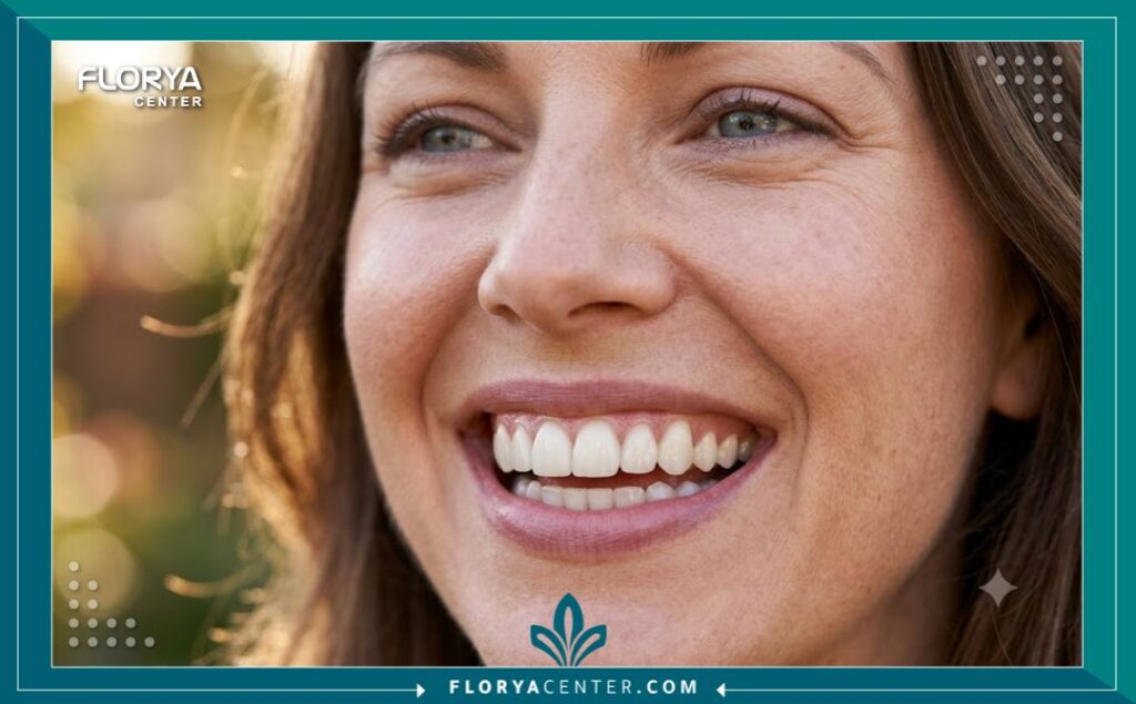 سعر طربوش الاسنان البورسلين 5 ابتسامة طبيعية وجذابة لمريضة بعد تركيب طربوش أسنان بورسلين متطابق مع لون الأسنان الطبيعية.