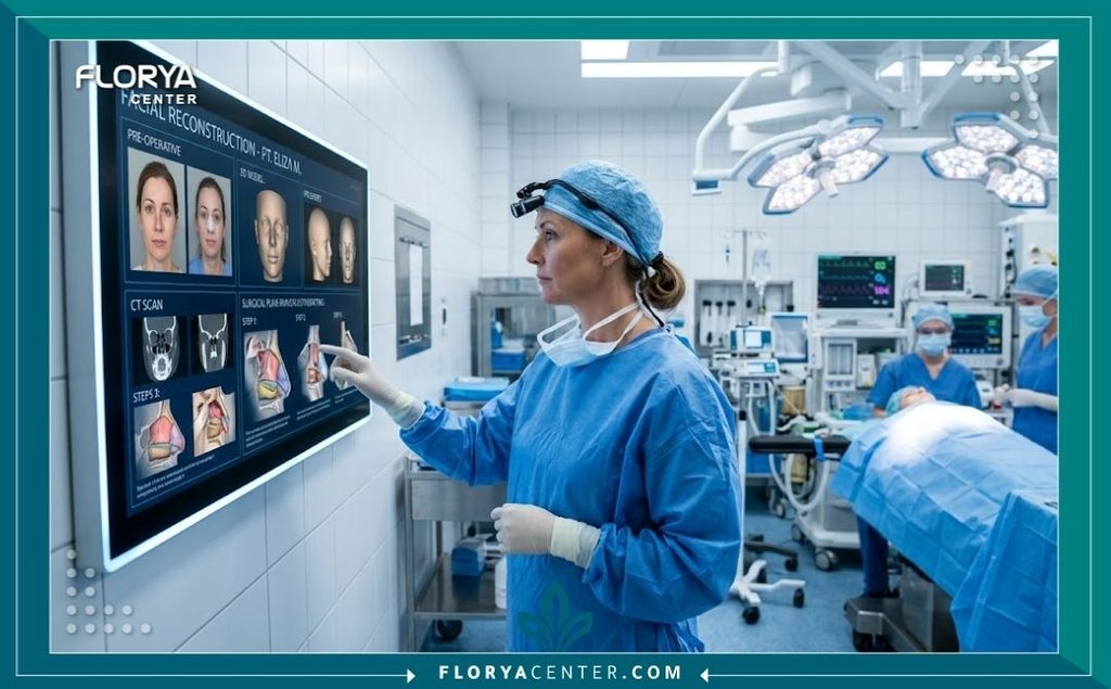 جراح تجميل متخصص داخل غرفة عمليات مجهزة بأحدث التقنيات لإجراء جراحة شد البطن الممتد بأمان.