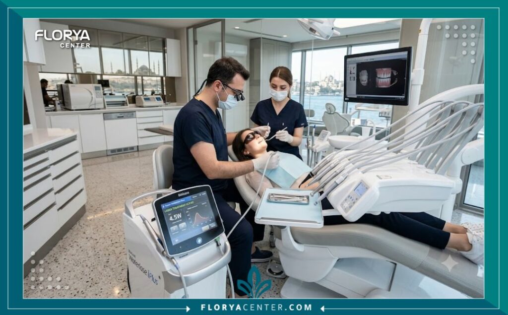 أحدث عيادات طب وتجميل الأسنان في تركيا المجهزة بتقنيات الليزر الحديثة لعمليات قص اللثة.