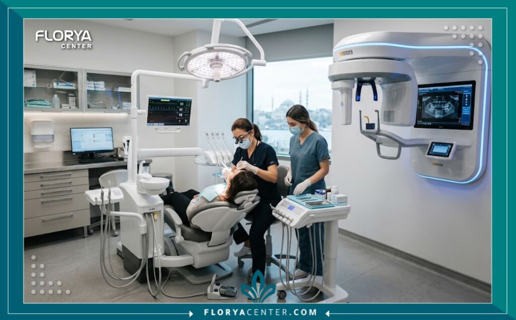 عيادات اسنان اسطنبول 4 أحدث الأجهزة والتقنيات الطبية داخل غرفة عمليات عيادة أسنان في إسطنبول.