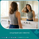 امرأة سعيدة وواثقة تتمتع ببطن مسطح بعد نجاح عملية إزالة تشققات البطن العميقة مع الشد.