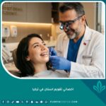 أفضل اخصائي تقويم اسنان في تركيا يقوم بفحص مريض داخل عيادة أسنان حديثة لضمان أفضل النتائج.