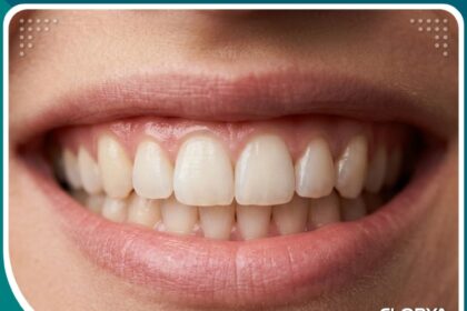 صورة مقربة لابتسامة مثالية تبرز جمال الأسنان وتناسقها بعد عملية استئصال لجام الشفة العلوية بنجاح.