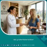 طبيب أسنان يرحب بمريض في عيادة فخمة - استشارة مجانية اسنان في تركيا
