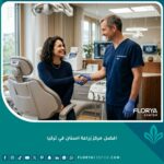 مريض مبتسم مع طبيب في افضل مركز زراعة اسنان في تركيا يقدم رعاية طبية فاخرة.