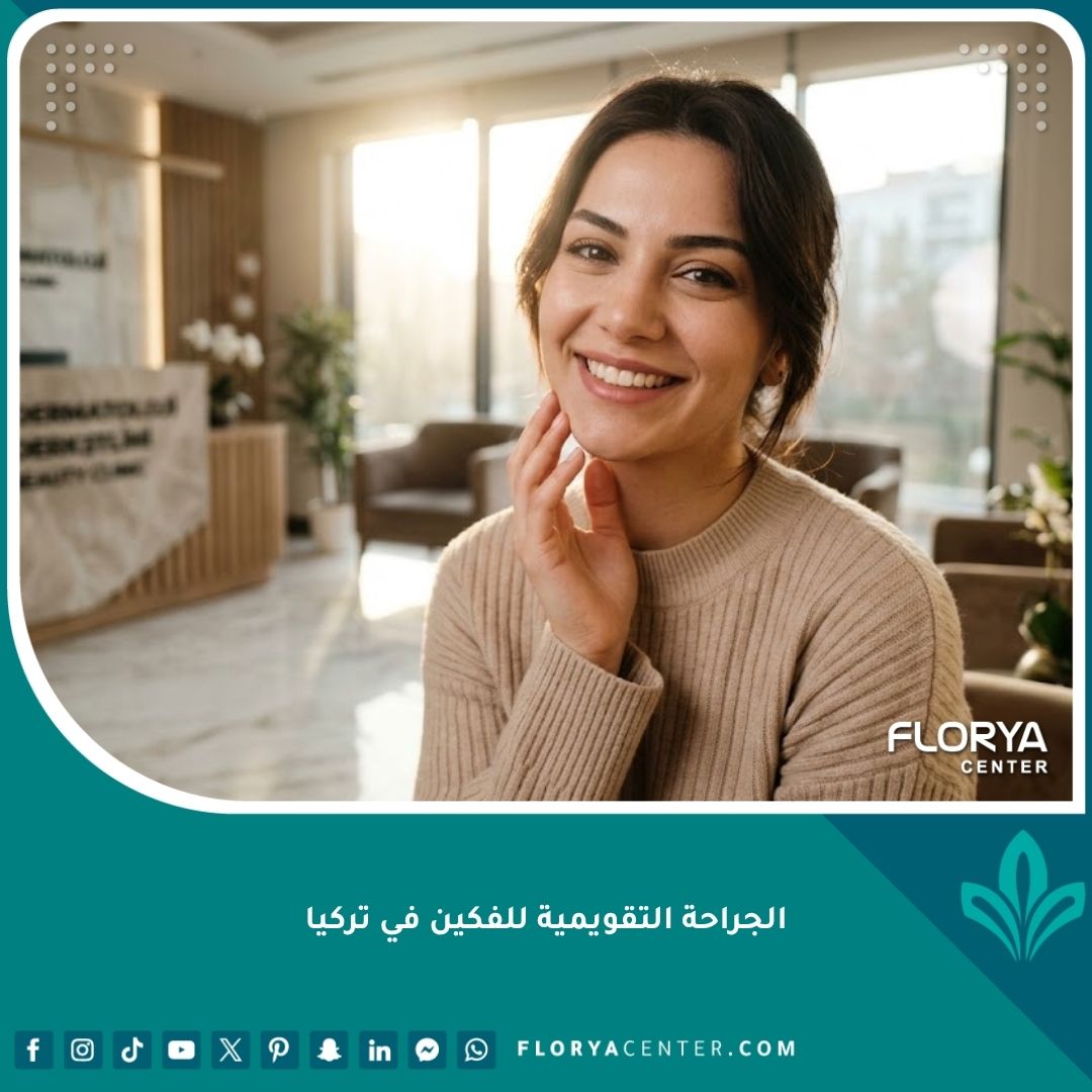 مريضة سعيدة بابتسامة مثالية وملامح متناسقة بعد نجاح الجراحة التقويمية للفكين في تركيا.