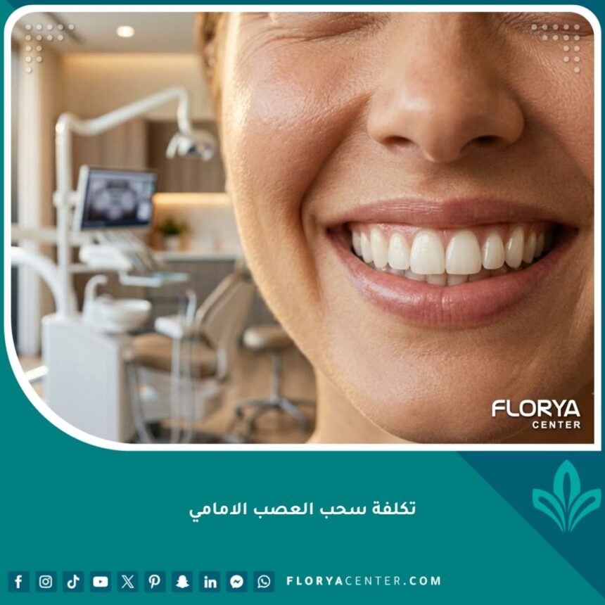 ابتسامة مشرقة وصحية بعد نجاح علاج سحب العصب الأمامي في عيادة أسنان حديثة.