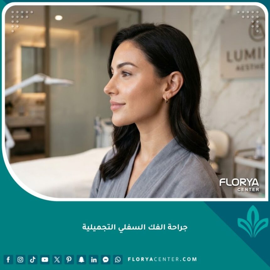 جراحة الفك السفلي التجميلية 1 صورة مقربة تبرز جمال وتناسق الوجه بعد جراحة الفك السفلي التجميلية ونحت الذقن.