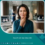 صورة واقعية لامرأة تتمتع ببشرة مشدودة ونضرة بعد استخدام جهاز سوفت ويف لشد الأنسجة وتحفيز الكولاجين العميق.