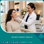 طبيبة تجميل تفحص مريضة لتقييم وعلاج شد الترهلات الخفيفة إلى المتوسطة في عيادة تجميلية حديثة.