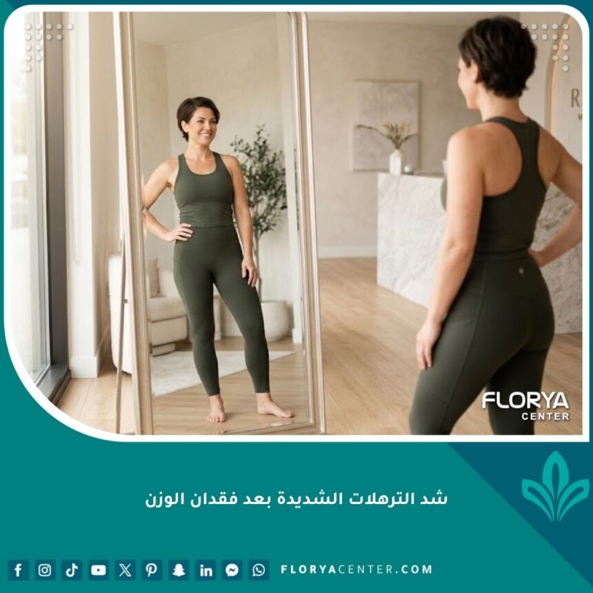 شد الترهلات الشديدة بعد فقدان الوزن 1 صورة واقعية لامرأة بلياقة بدنية عالية في عيادة تجميل بعد نجاح عملية شد الترهلات الشديدة بعد فقدان الوزن.