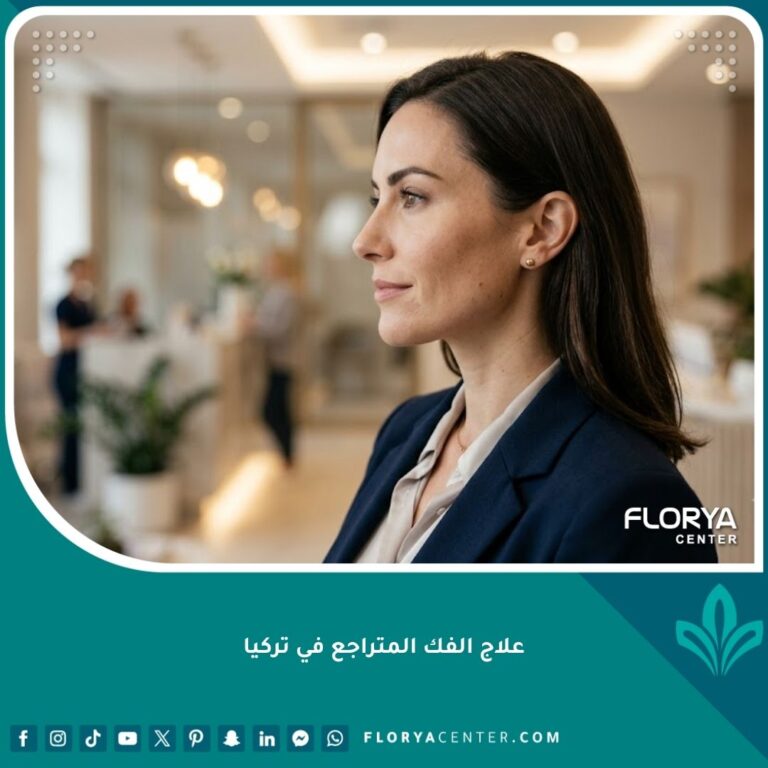 صورة مقربة لبروفايل وجه متناسق وخط فك مثالي يبرز نتائج علاج الفك المتراجع في تركيا.