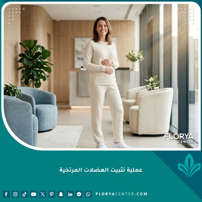 امرأة تتمتع ببطن مشدود ومسطح بعد نجاح عملية تثبيت العضلات المرتخية وإصلاح الانفصال العضلي.