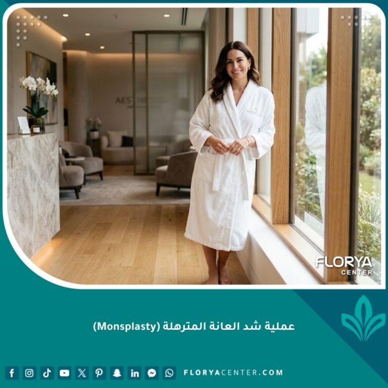 امرأة تتمتع بالثقة بعد إجراء عملية شد العانة المترهلة في عيادة تجميل فاخرة.