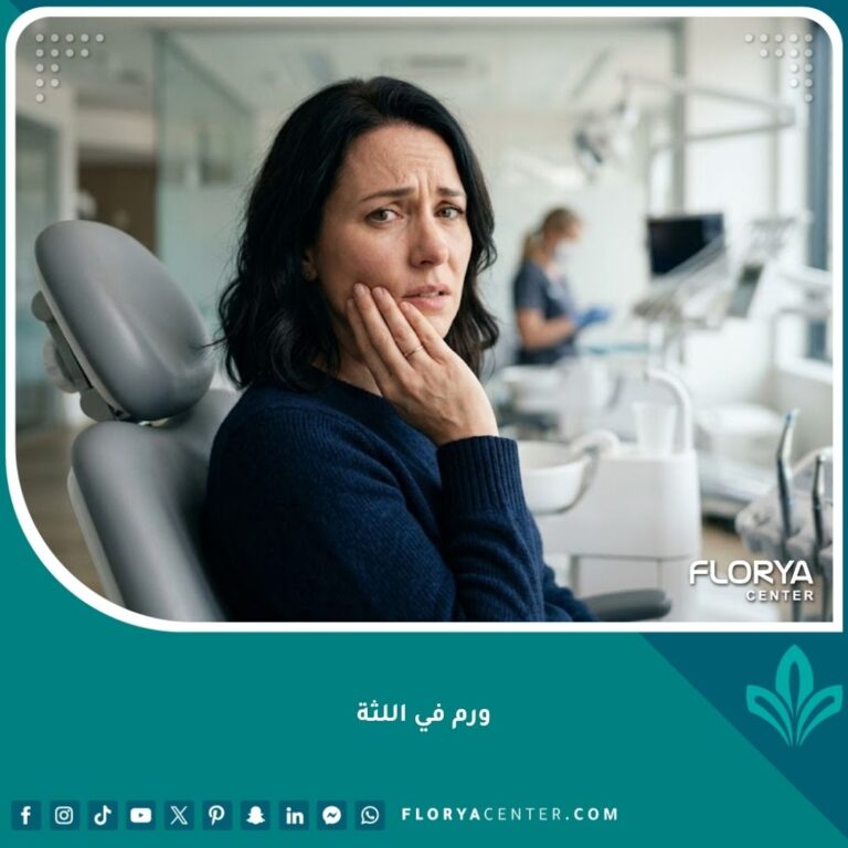 مريض يشعر بألم ويمسك بفكه بسبب ورم في اللثة يحتاج إلى تشخيص طارئ وعاجل.