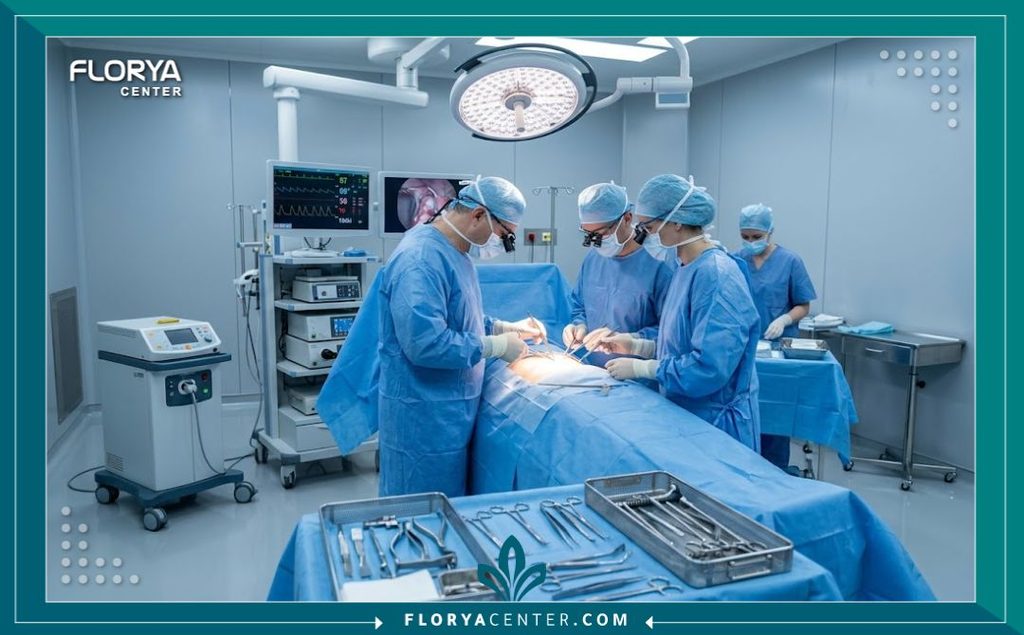 غرفة عمليات حديثة ومجهزة بأعلى التقنيات لضمان أعلى درجات الدقة في جراحة شد البطن المقلوب.