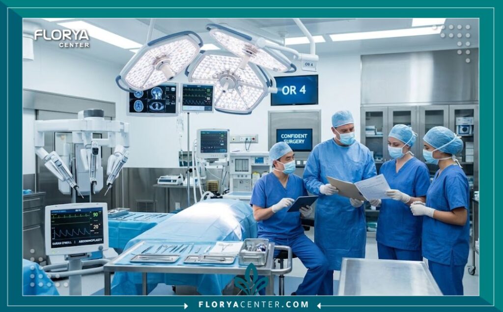 غرفة عمليات حديثة ومجهزة بأحدث التقنيات الطبية لإجراء جراحة استئصال السبلة الشحمية بأعلى معايير الأمان.