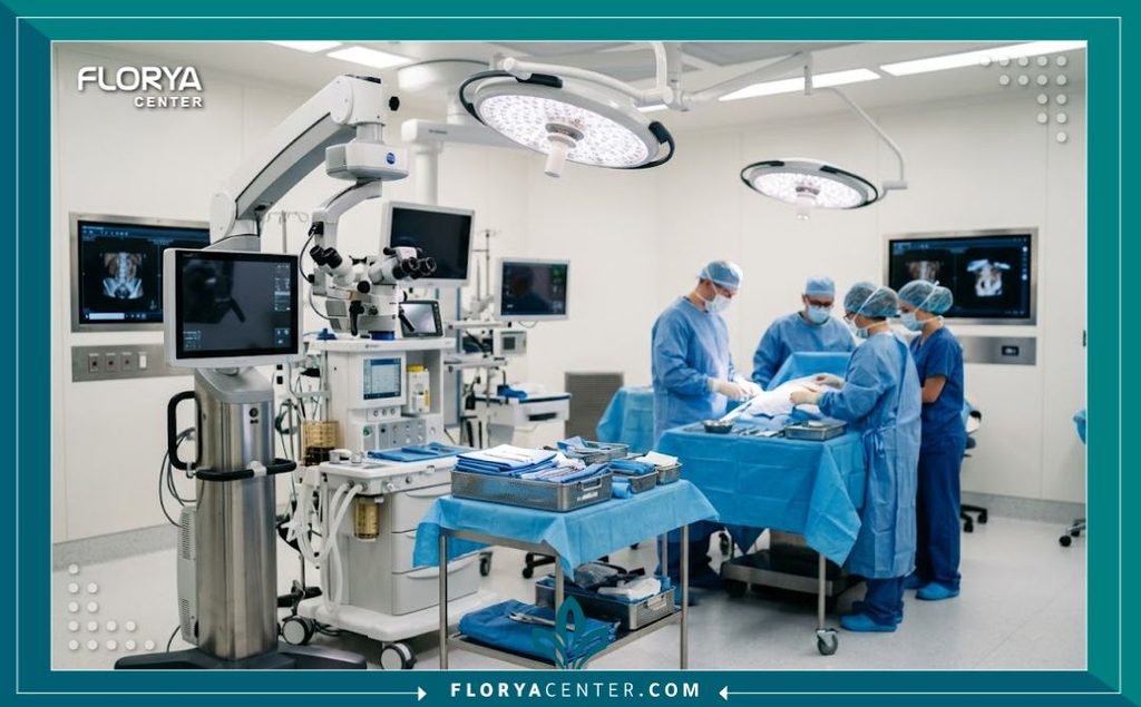استخدام شبكات الداكرون (Dacron Mesh) في ترميم البطن 4 غرفة عمليات حديثة ومجهزة بأحدث التقنيات الطبية المخصصة لعمليات ترميم جدار البطن وتجميل الندبات المعقدة.