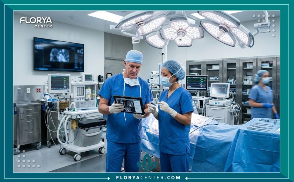غرفة عمليات حديثة ومجهزة بالكامل لإجراء جراحة شد المؤخرة بأعلى معايير الأمان.