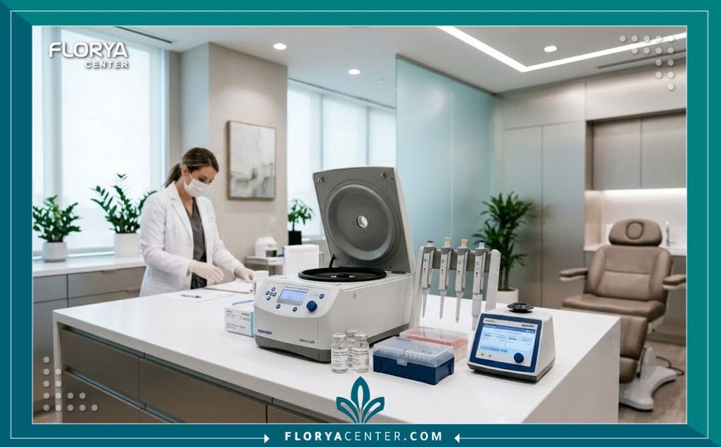 غرفة عمليات في عيادة تجميل حديثة ومجهزة بأحدث التقنيات الطبية لاستخدام الخلايا الجذعية في تركيا.