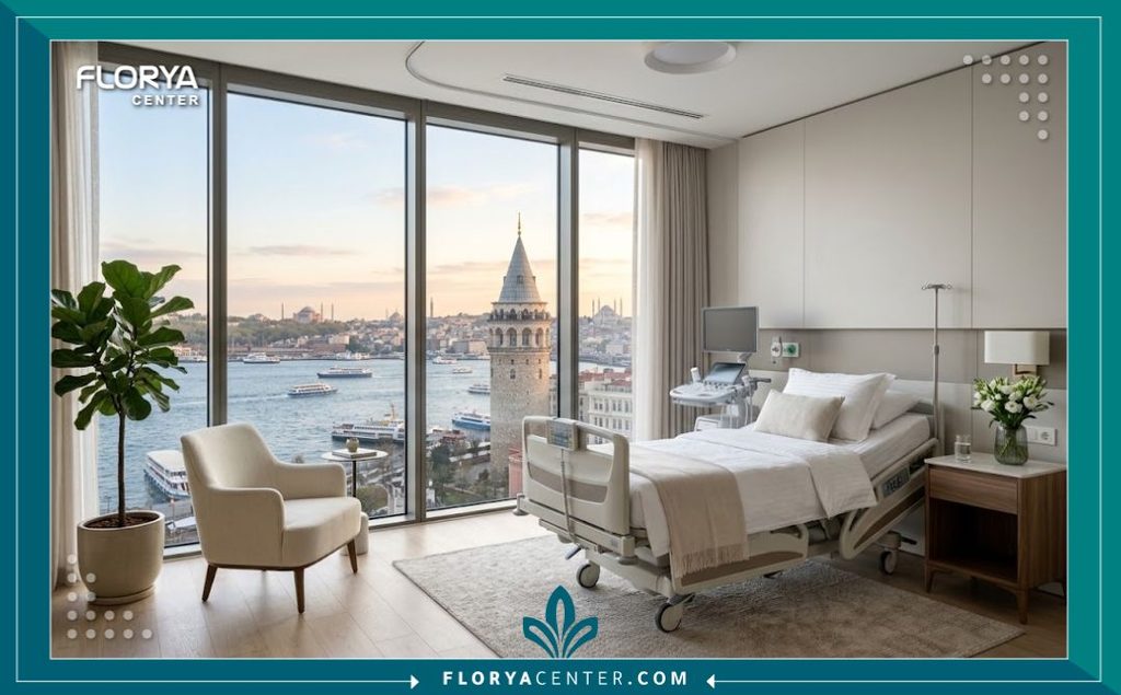 تقنية الخياطة التجميلية ثلاثية الطبقات 6 غرفة تعافي فاخرة في إحدى عيادات التجميل في إسطنبول مع إطلالة خلابة على البوسفور، وجهتك المثالية للسياحة العلاجية وإجراء الجراحات الدقيقة.