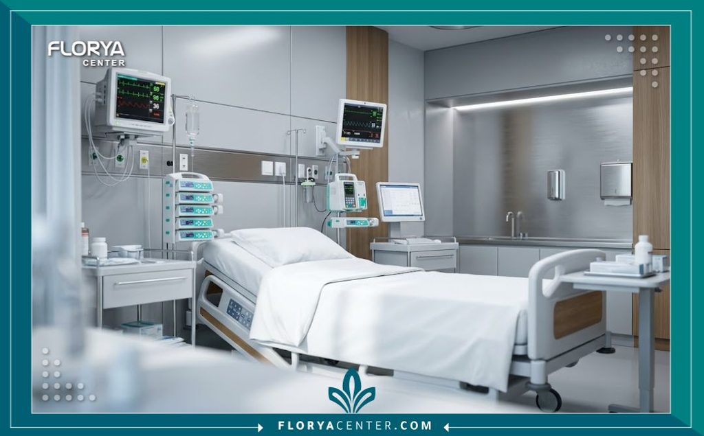 غرفة إفاقة معقمة ومجهزة بأحدث التقنيات في عيادة خاصة لضمان بيئة آمنة لالتئام جروح عملية شد الفخذ