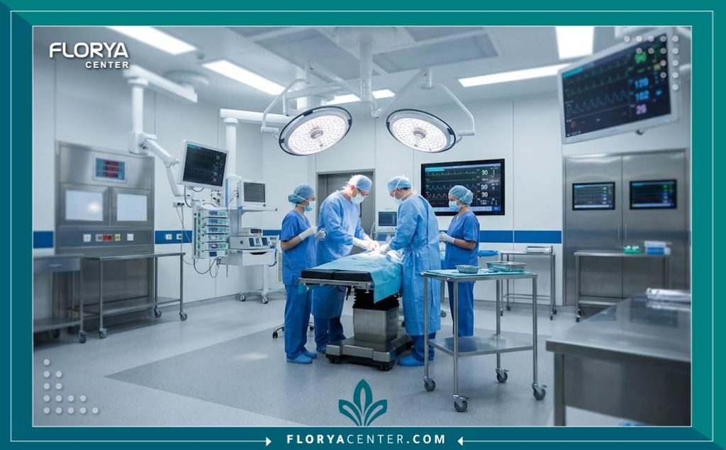جراحة إصلاح الفتق السري المتزامن مع الشد (Umbilical Hernia Repair) 4 غرفة عمليات حديثة ومجهزة بأحدث التقنيات الطبية لإجراء جراحات الفتق وشد البطن في مستشفيات تركيا.