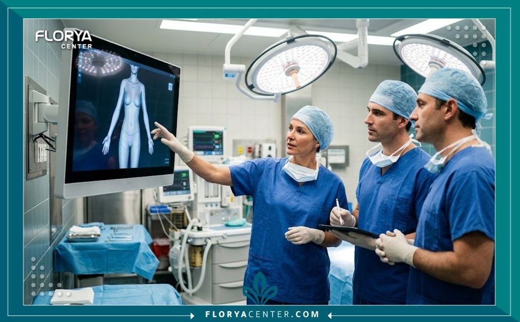 غرفة عمليات حديثة ومجهزة بالكامل في مستشفى تجميل لإجراء جراحة تجميل الثدي ونحت الخصر بأعلى معايير الأمان.
