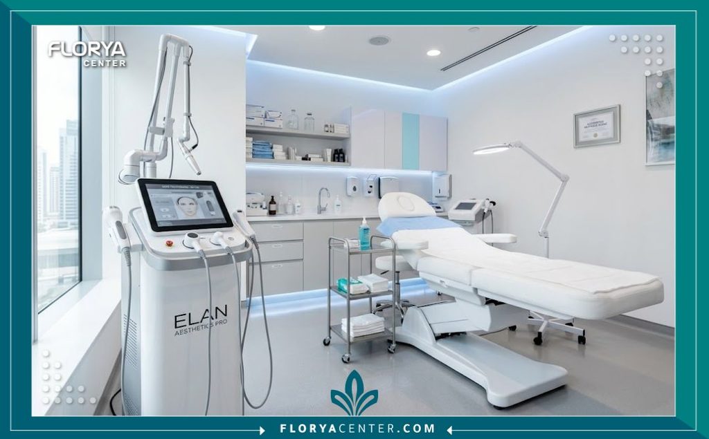 أحدث الأجهزة والتقنيات الطبية المستخدمة في علاج وشد الترهلات بعد اوزمبك داخل عيادة تجميل مجهزة.