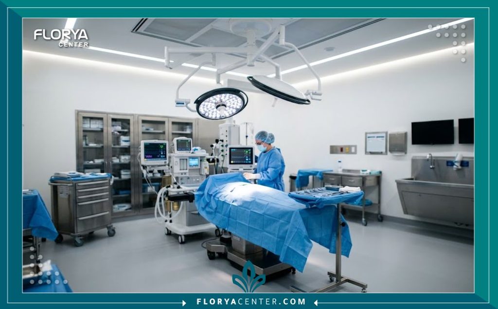 غرفة عمليات حديثة ومعقمة مجهزة بأحدث التقنيات لإجراء عمليات التجميل وشد ترهلات البطن بأمان.