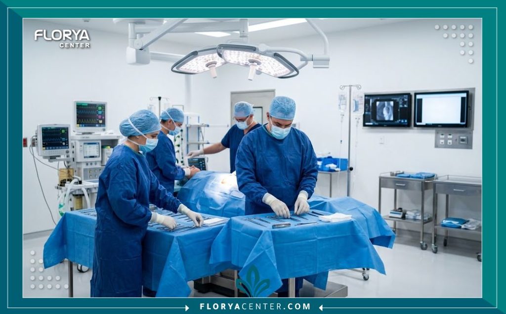 غرفة عمليات حديثة ومجهزة بأحدث التقنيات الطبية لإجراء جراحة شد الجذع ونحت القوام.