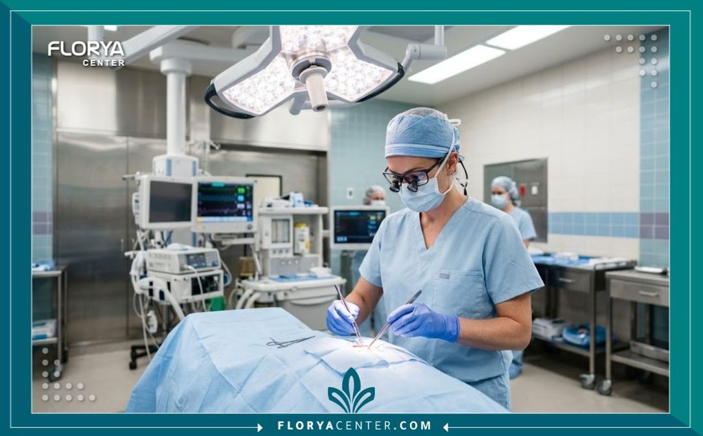 غرفة عمليات حديثة ومعقمة مجهزة بأحدث الأدوات لإجراء جراحة إزالة وتجميل الندبات في المستشفى.