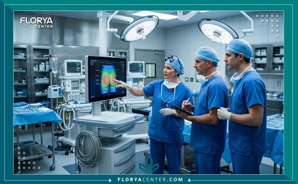 غرفة عمليات حديثة ومجهزة بأحدث التقنيات الطبية لإجراء جراحات تنسيق القوام وشد الأرداف.