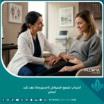 طبيبة تفحص مريضة لمعرفة أسباب تجمع السوائل (السيروما) بعد شد البطن.