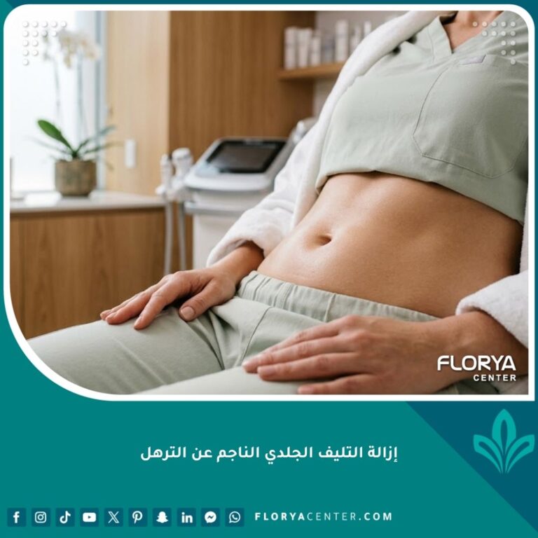 بشرة ناعمة ومشدودة خالية من الندبات بعد نجاح عملية إزالة التليف الجلدي الناجم عن الترهل.