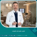 طبيب جراحة تجميل خبير يبتسم بثقة في عيادة حديثة، يمثل افضل دكتور لشد الترهلات بخبرة ودقة عالية.